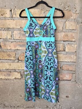 ​prAna Breathe Athletic Sundress Teal Purple Paisley Floral Size S